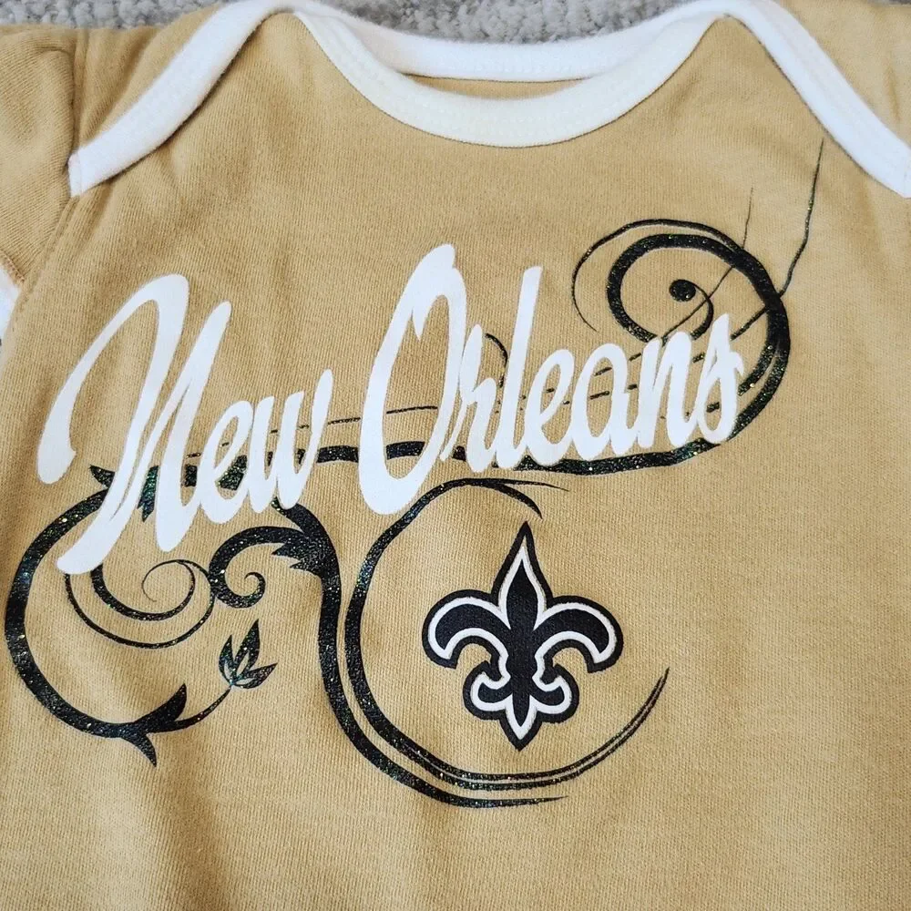 NFL New Orleans Saints baby girl short sleeve bodysuits size 3-6 months
